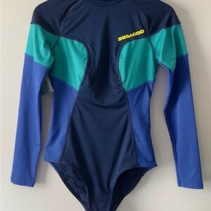 NWT Sea-Doo Blue and Green Long Sleeve Swimsuit